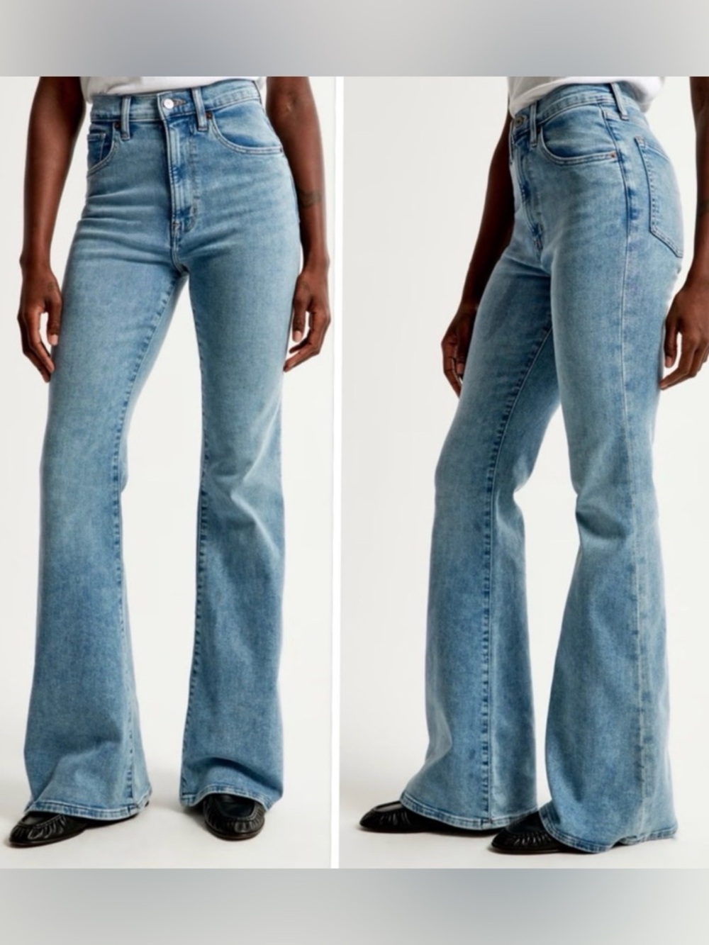 Abercrombie & Fitch High Rise Flare Jeans Size 12 long Stretch Denim